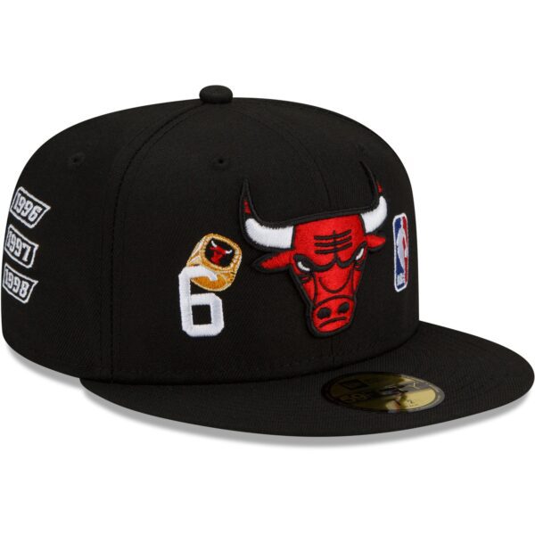 CHICAGO BULLS NEW ERA BLACK 6 TIME CHAMPIONS COUNT THE RINGS 59FIFTY FITTED HAT